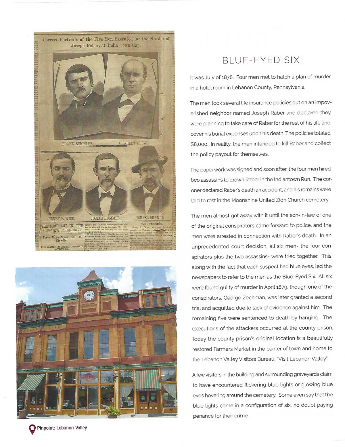 Pinpoint: Pennsylvania Article Featuring the Blue-Eyed Six | Visit Lebanon Valley